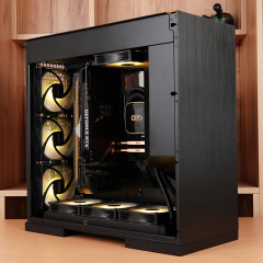 GABINETE GAMER GEOMETRIC MODEL 8 DHARMA PRETO E DOURADO GEO-M8-DHA-GB