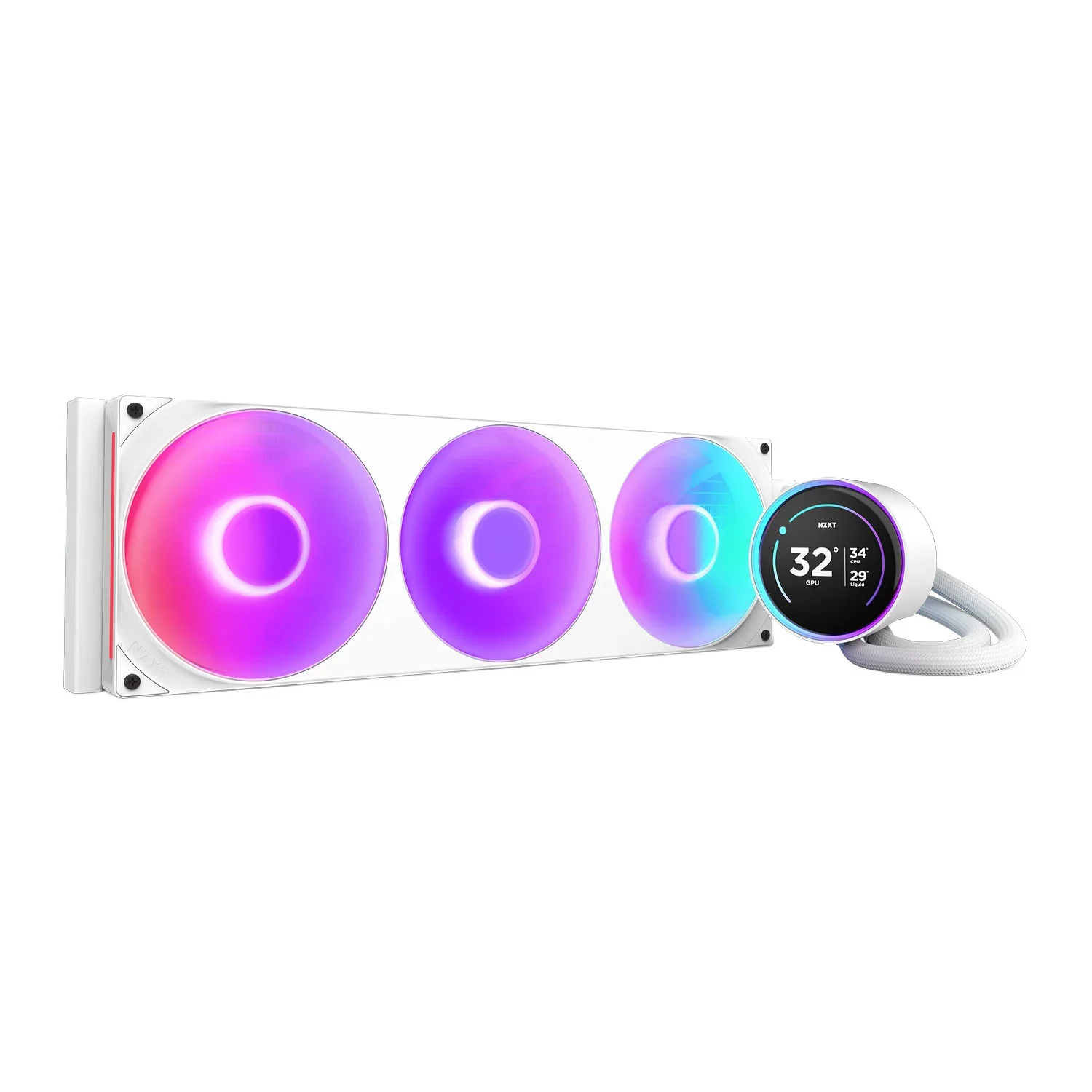 WATER COOLER NZXT KRAKEN ELITE 420 RGB COM 3 FANS BRANCO RL-KR42E-W2