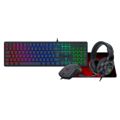 COMBO TECLADO + MOUSE + HEADSET + MOUSEPAD REDRAGON ESSENTIALS PRETO S166