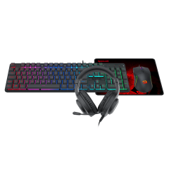 COMBO TECLADO + MOUSE + HEADSET + MOUSEPAD REDRAGON ESSENTIALS PRETO S166