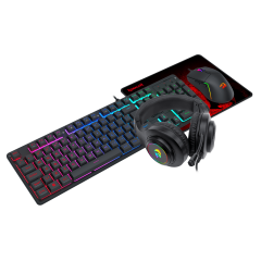 COMBO TECLADO + MOUSE + HEADSET + MOUSEPAD REDRAGON ESSENTIALS PRETO S166