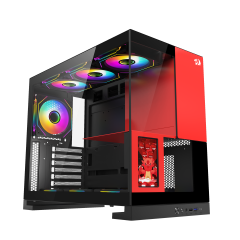 GABINETE GAMER REDRAGON ETERNAL PRO S/FAN PRETO E VERMELHO CA-613BR