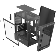 GABINETE GAMER KALKAN VESIR FLOW PRETO S/FAN KLK00082