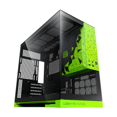 GABINETE GEOMETRIC FUTURE MODEL 3 PRETO C/ VERDE (S/FAN) - GEO-M3-BNV