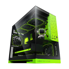 GABINETE GEOMETRIC FUTURE MODEL 3 PRETO C/ VERDE (S/FAN) - GEO-M3-BNV