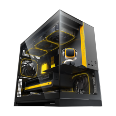 GABINETE GEOMETRIC FUTURE MODEL 3 PRETO C/ CINZA (S/FAN) - GEO-M3-BG