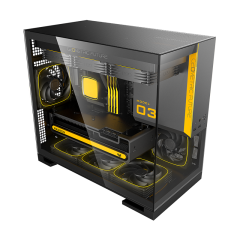 GABINETE GEOMETRIC FUTURE MODEL 3 PRETO C/ CINZA (S/FAN) - GEO-M3-BG