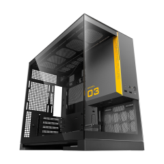 GABINETE GEOMETRIC FUTURE MODEL 3 PRETO C/ CINZA (S/FAN) - GEO-M3-BG
