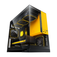 GABINETE GEOMETRIC FUTURE MODEL 3 PRETO C/ AMARELO (S/FAN) - GEO-M3-BY