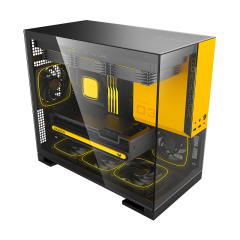 GABINETE GEOMETRIC FUTURE MODEL 3 PRETO C/ AMARELO (S/FAN) - GEO-M3-BY