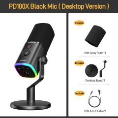 MICROFONE MAONO PD100X RGB PRETO USB/XLR - PD100X