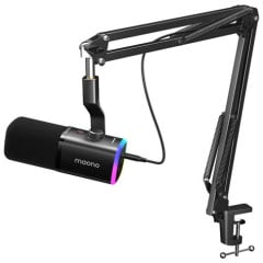 KIT MICROFONE E BRAÇO ARTICULADO MAONO PD100XS RGB PRETO USB/XLR - PD100XS
