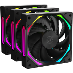 KIT DE FAN 3X120MM KALKAN HALO REVERSE ARGB PRETO - KLK00026