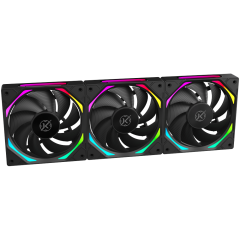 KIT DE FAN 3X120MM KALKAN HALO REVERSE ARGB PRETO - KLK00026