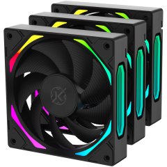 KIT DE FAN 3X120MM KALKAN HALO REVERSE ARGB PRETO - KLK00026
