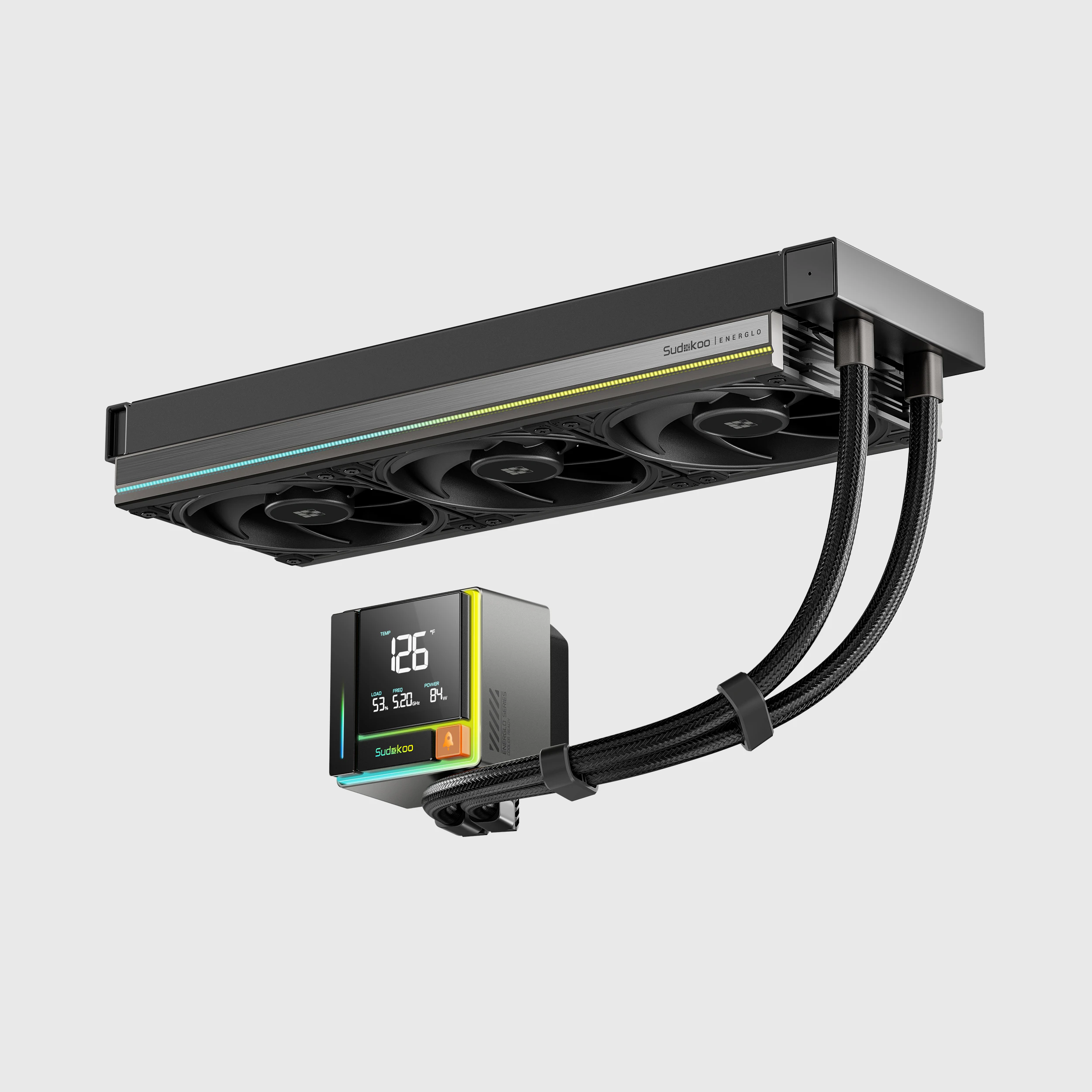 WATER COOLER 360MM SUDOKOO ENERGLO PRETO - R-ENR360-BKDSMC-GAS-1