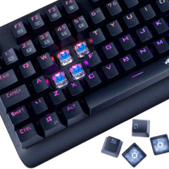 TECLADO GAMER MECANICO SANI SWITCH AZUL  RGB PRETO