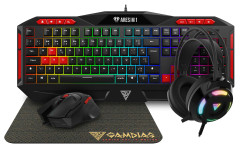 KIT GAMER TECLADO + MOUSE + HEADSET + MOUSE PAD GAMDIAS POSEIDON M2