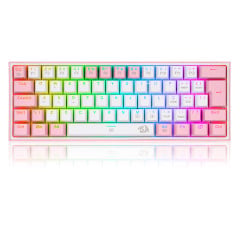 TECLADO MECANICO GAMER FIZZ RGB BRANCO E ROSA SWITCH AZUL