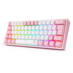 TECLADO MECANICO GAMER FIZZ RGB BRANCO E ROSA SWITCH AZUL