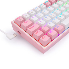 TECLADO MECANICO GAMER FIZZ RGB BRANCO E ROSA SWITCH AZUL