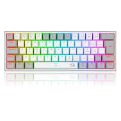 TECLADO MECANICO GAMER FIZZ RGB BRANCO E CINZA SWITCH AZUL