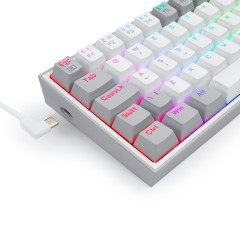 TECLADO MECANICO GAMER FIZZ RGB BRANCO E CINZA SWITCH AZUL