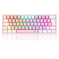 TECLADO MECANICO GAMER FIZZ RGB ROSA E BRANCO SWITCH AZUL