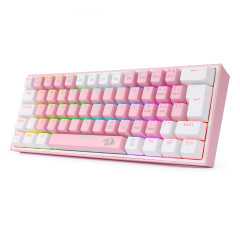 TECLADO MECANICO GAMER FIZZ RGB ROSA E BRANCO SWITCH AZUL