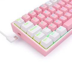 TECLADO MECANICO GAMER FIZZ RGB ROSA E BRANCO SWITCH AZUL