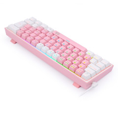 TECLADO MECANICO GAMER FIZZ RGB ROSA E BRANCO SWITCH AZUL