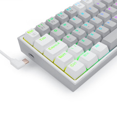 TECLADO MECANICO GAMER FIZZ RGB CINZA E BRANCO SWITCH AZUL