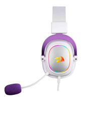 HEADSET GAMER ZEUS X BRANCO COM ROXO RGB