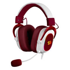 HEADSET GAMER ZEUS X BRANCO COM VERMELHO RGB