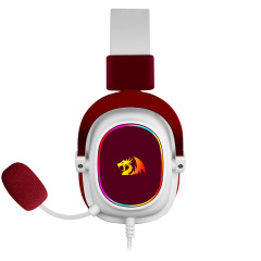 HEADSET GAMER ZEUS X BRANCO COM VERMELHO RGB