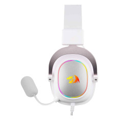 HEADSET GAMER ZEUS X BRANCO COM ROSE RGB
