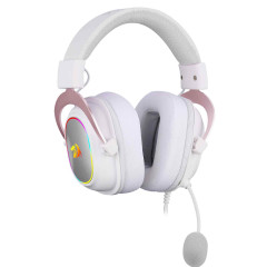 HEADSET GAMER ZEUS X BRANCO COM ROSE RGB