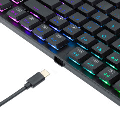 TECLADO MECANICO GAMER APS RGB PRETO SWITCH MARROM ABNT2