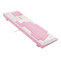TECLADO MECANICO GAMER HADES ROSA E BRANCO SWITCH AZUL LED BRANCO ABNT2