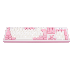 TECLADO MECANICO GAMER HADES BRANCO E ROSA SWITCH AZUL LED BRANCO ABNT2