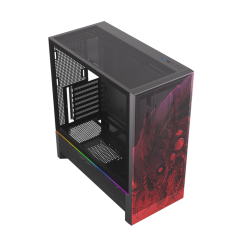 GABINETE GAMER REDRAGON STRAFE FLOW DRAGON PRETO S/FAN CA-618B