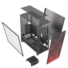 GABINETE GAMER REDRAGON STRAFE FLOW DRAGON PRETO S/FAN CA-618B