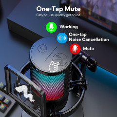 MICROFONE GAMER COM SUPORTE MAONO RGB DGM20 PRETO