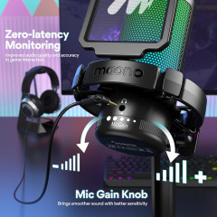MICROFONE GAMER COM SUPORTE MAONO RGB DGM20 PRETO