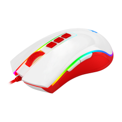 MOUSE GAMER COBRA RGB BRANCO E VERMELHO