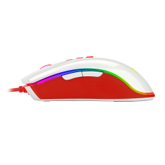 MOUSE GAMER COBRA RGB BRANCO E VERMELHO