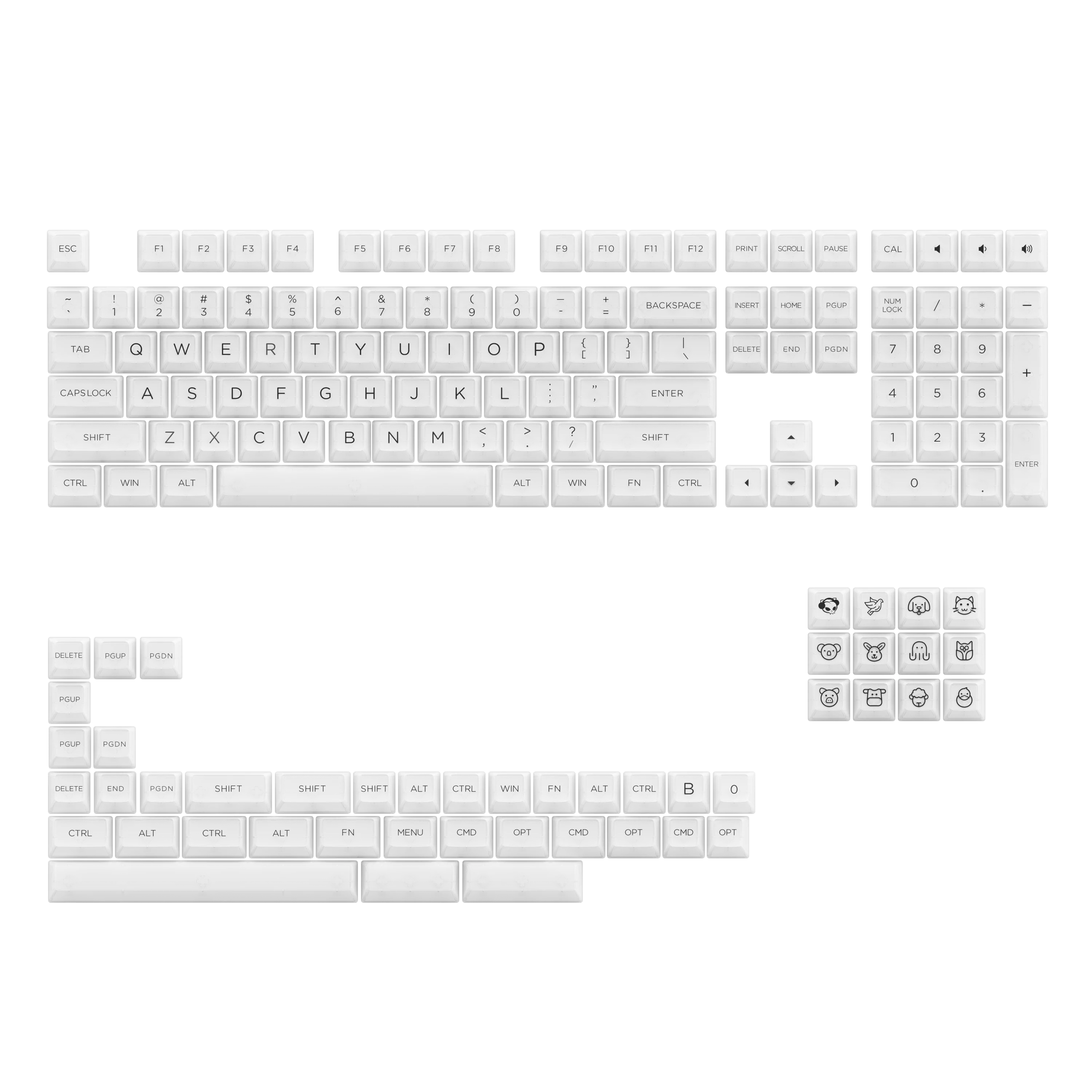KEYCAPS PROFILE ASA PC MODELO CLEAR TRANSPARENT (WHITE) ASA