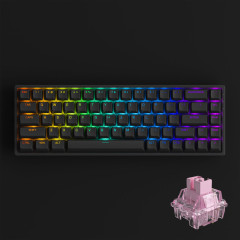TECLADO MEC ASA PBT DOUBLE-SHOT SHINE-THROUGH SWITCH JELLY PINK LINEAR 65% MODELO 3068 V2 RGB BLACK