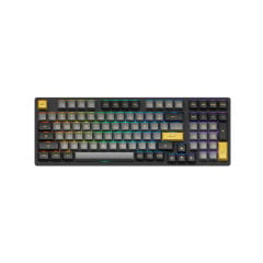 TECLADO MEC ASA PBT DOUBLE SHOT SWITCH JELLY WHITE LINEAR 1800 COMPACT MODELO 3098B BLACK & GOLD