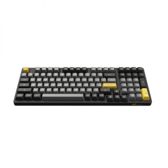 TECLADO MEC ASA PBT DOUBLE SHOT SWITCH JELLY WHITE LINEAR 1800 COMPACT MODELO 3098B BLACK & GOLD